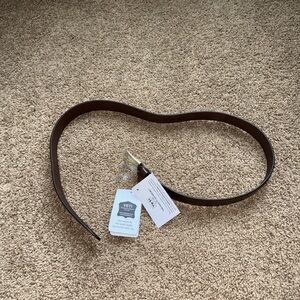 Yeti Dark Brown Leather Belt with Pure Gold brass Buckle Brand New